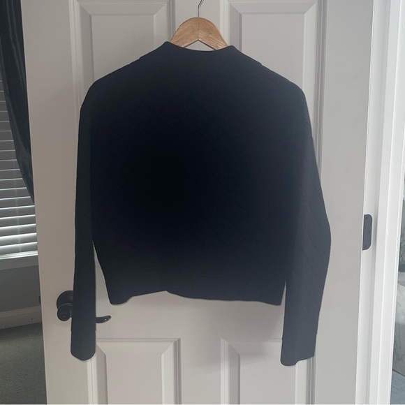 SANDRO Marcel Cable Knit Cropped Cardigan Black Quilted Texture Gold Hardware Sm - Picture 9 of 11